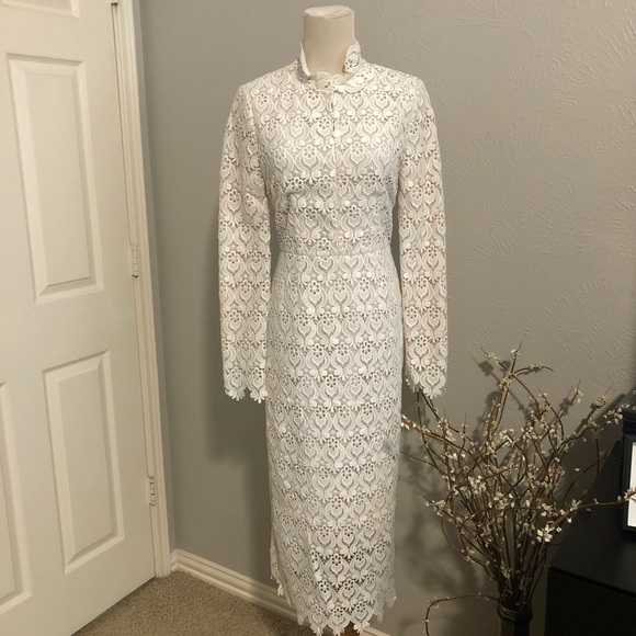 ASOS Arrogant Cat Ivory Lace Midi Dress sz 10 - Picture 3 of 11